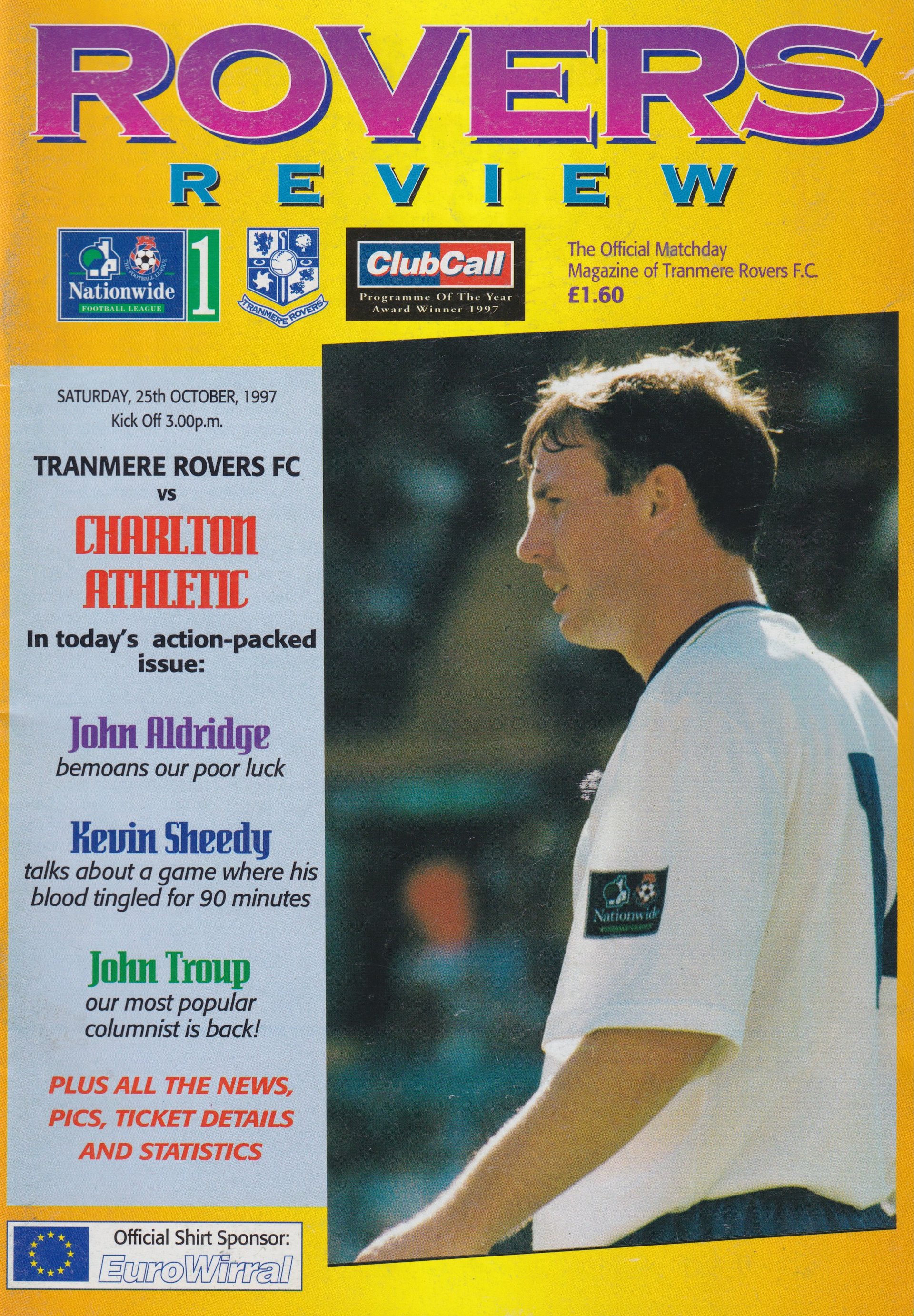 Tranmere Rovers v Charlton Athletic match programme